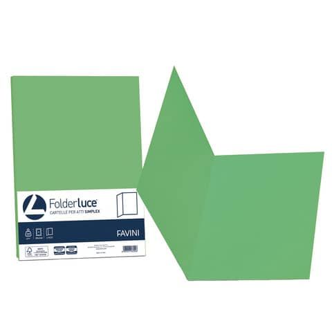 Cartellina semplice FAVINI FOLDER S cartoncino Simplex Luce&amp;Acqua 200 g/m 25x34cm verde 60  conf.50 - A50D664
