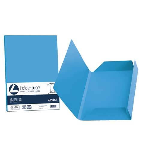 Cartellina 3 lembi Favini FOLDER 3L Luce&amp;Acqua 200 g/m 24,5x34,5cm azzurro 55 conf.25 - A50G434