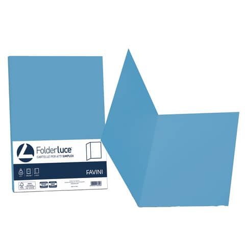 Cartellina semplice FAVINI FOLDER S cartoncino Simplex Luce&amp;Acqua 200 g/m 25x34cm azzurro 55  conf.50 - A50G664