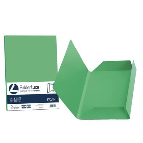 Cartellina 3 lembi Favini FOLDER 3L Luce&amp;Acqua 200 g/m 24,5x34,5 cm verde 60  conf.25 - A50D434