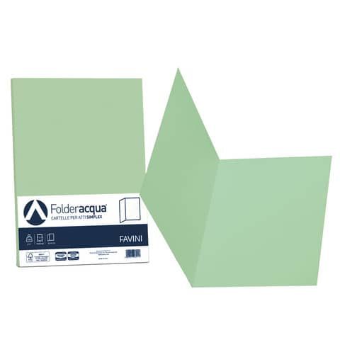 Cartellina semplice Favini FOLDER S cartoncino Simplex Luce&amp;Acqua 200 g/m 25x34cm verde 09 conf.50 - A50P664