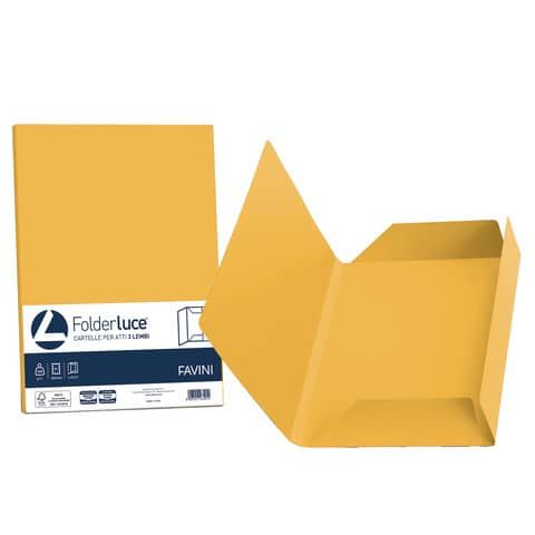 Cartellina 3 lembi Favini FOLDER 3L Luce&amp;Acqua 200 g/m 24,5x34,5cm giallo oro 52 conf.25 - A50H434