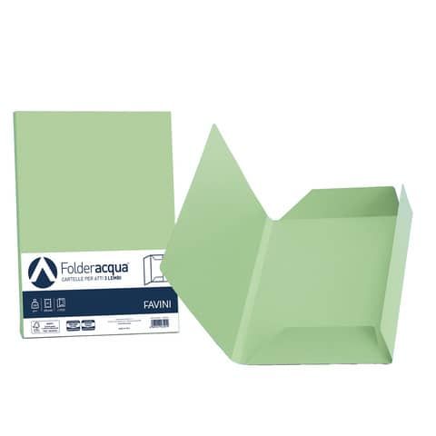 Cartellina 3 lembi Favini FOLDER 3L Luce&amp;Acqua 200 g/m 24,5x34,5cm verde chiaro 09 conf.25 - A50P434