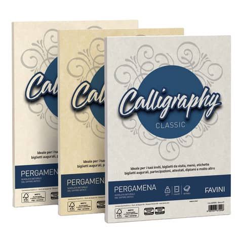 Carta pergamena FAVINI Calligraphy per lettere da stampare, finitura liscia 90 g/m A4 sabbia 02  50 fogli - A69U204