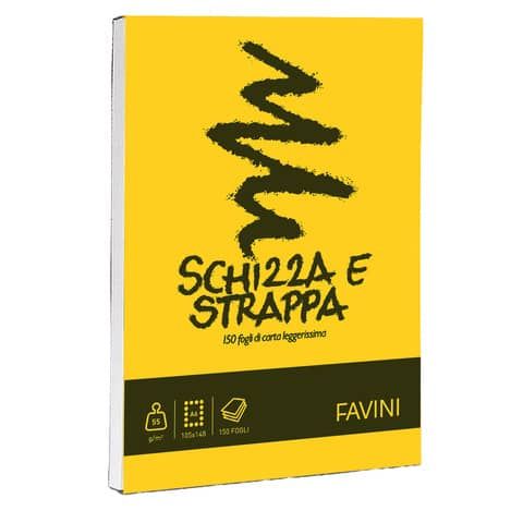 Album da disegno Favini SCHIZZA&amp;STRAPPA in carta naturale liscia 50 g/m 10,5x14,8cm (A6) -150fg - A200706