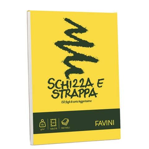 Album da disegno Favini SCHIZZA&amp;STRAPPA in carta naturale liscia 50 g/m 14,8x21cm (A5) -150fg - A200705