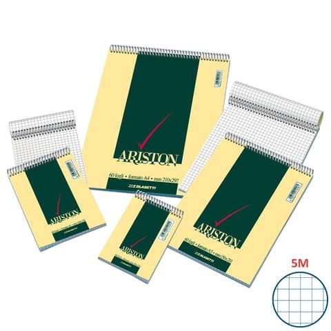 Blocco spiralato Blasetti ARISTON con copertina goffrata 3 colori 60 g/m 5M A7 8X12 cm - 1085