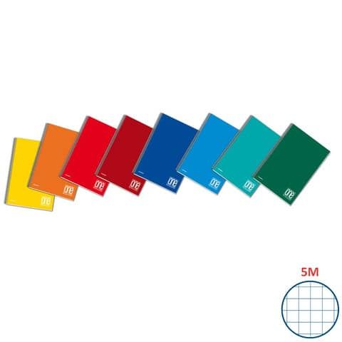 Quaderno spiralato One Color A5+ 80 g/m - 60 fogli microperforati - rigatura 5M - 1148