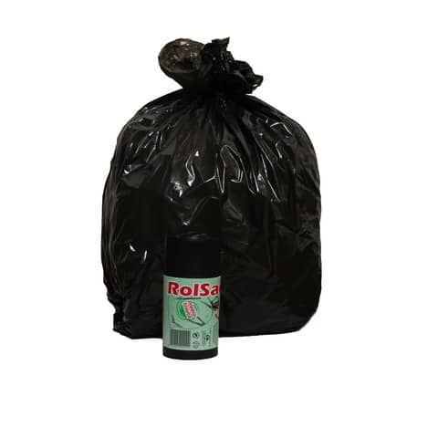 Sacchi immondizia Rolsac Quality in polietilene rigenerato capacit 27 l NERO rotolo da 20 pz. - 10240