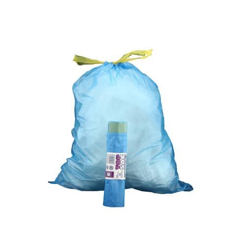 Sacchi immondizia Rolsac Quality in polietilene rigenerato capacit 27 L AZZURRO rotolo da 15 pz. - 10242