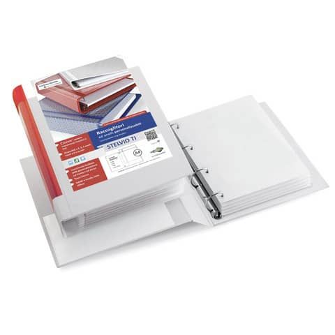 Raccoglitore personalizzabile Sei Rota Stelvio TI A5 - 4 anelli D 25 mm bianco dorso 4 cm - 36255501