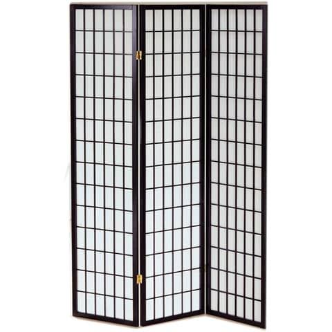 Paravento a 3 ante Serena Group in legno e carta di riso nero 130,5x178 cm NY1001-3