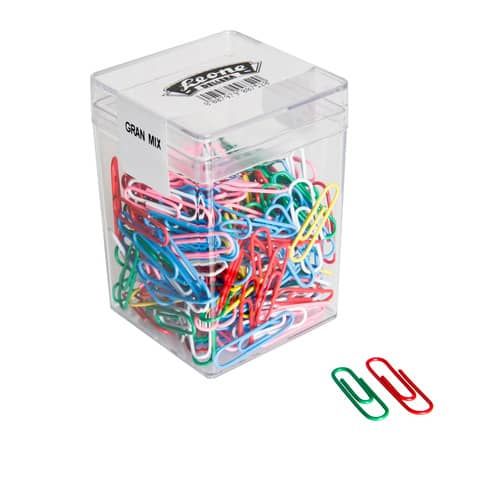 Fermagli Leone in filo ricoperto da plastica colorata Gran Mix misure assortite scatola da 125 g FXPB125GMIX