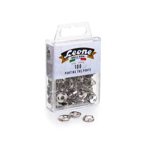 Puntine a 3 punte Leone Dell&#39;Era temperate nichelato diametro testa 12 mm scatola da 100 pz. - AP3P