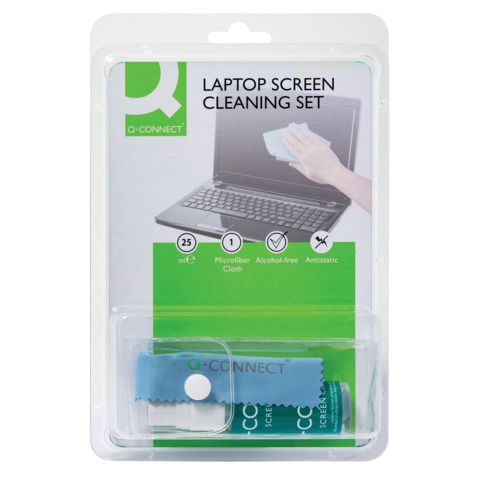 Kit pulizia laptop Q-Connect Spray da 25ml + panno KF32158A