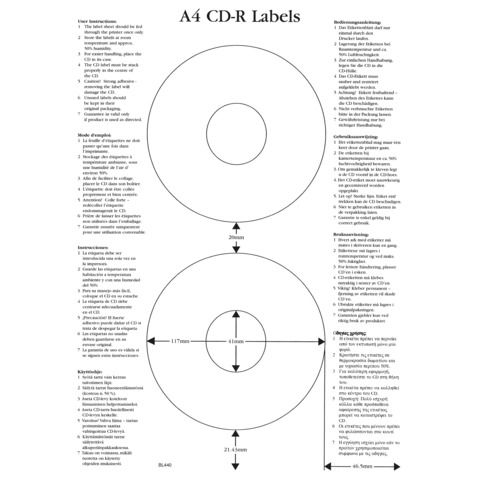 Etichette universali Q-Connect per CD/DVD  116 mm bianco 2. et/foglio Conf. 25 fogli - KF01579
