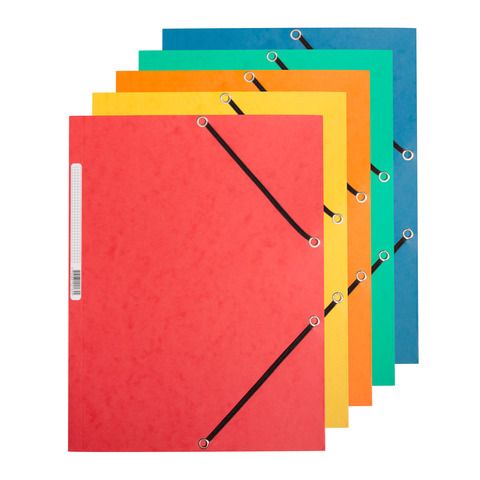Cartellina a 3 lembi con elastico Q-Connect 24,3x32 cm cartoncino manilla 375 g/m assortiti  cf. 10 - KF02174
