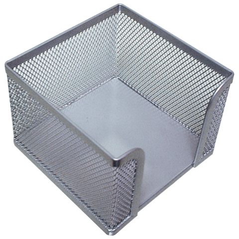 Portamemo in metallo Q-Connect 9,5x8x9,5 cm argento KF00881