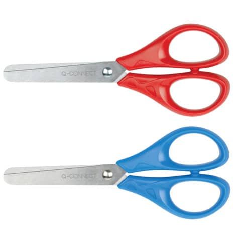 Forbici per dcoupage Q-Connect acciaio punta rotonda colori assortiti rosso e blu 13 cm - KF15295