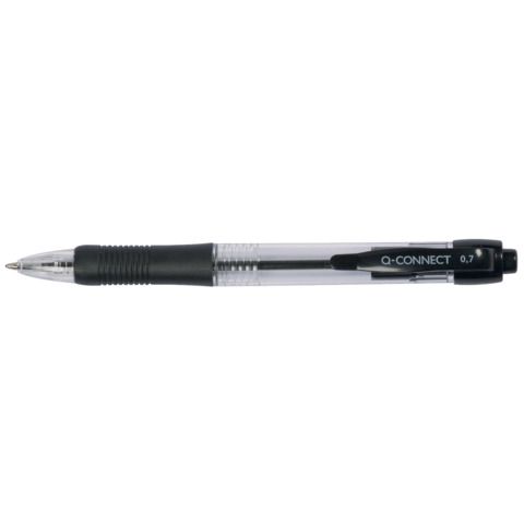 Penna a sfera a scatto Q-Connect punta M 0,7 mm nero - conf. da 10 pezzi - KF00267