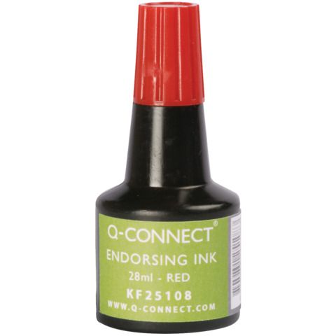 Inchiostro per timbri Q-Connect senza olio 28 ml rosso KF25108