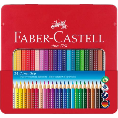 Matite colorate Faber-Castell Colour Gripassortiti astuccio di metallo da 24 - 112423