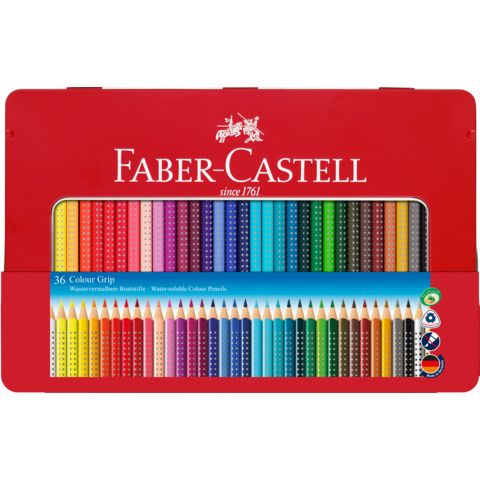 Matite colorate Faber-Castell Colour Gripassortiti astuccio di metallo da 36 - 112435