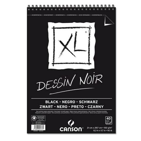 Blocco spiralato Canson Black XL nero 150 g/m 40 fogli A4 C400039086