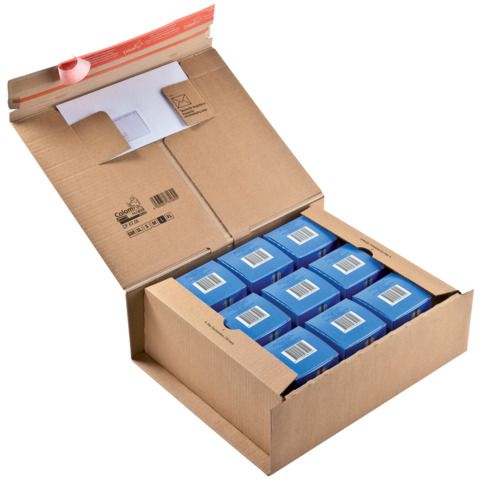 Scatola con tasca interna ColomPac in cartone ondulato f.to 38,5x31,5x13 cm avana - CP067.06