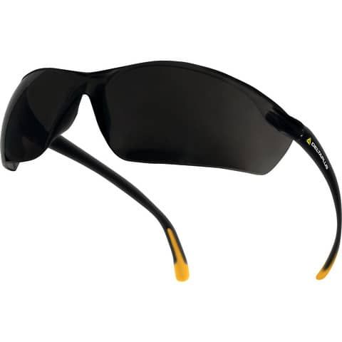 Occhiali Meya monoblocco Delta Plus policarbonato terminali in PVC antiscivolo fum - MEIAFU