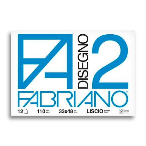 Album da disegno Fabriano F2 collato 1 lato 110 g/m 33x48 cm 12 ff. lisci 06200534