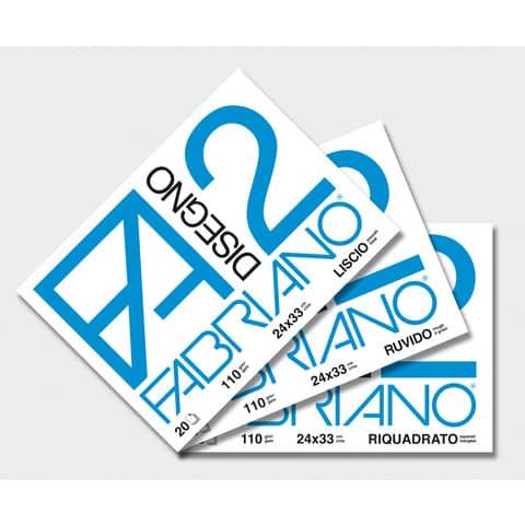 Album da disegno Fabriano F2 a punti metallici 110 g/m 24x33 cm quadrettato 5 mm - 20 fogli 04204310