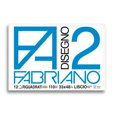 Album da disegno Fabriano F2 collato 1 lato 110 g/m 33x48 cm 12 ff. lisci riquadrati - 06201534