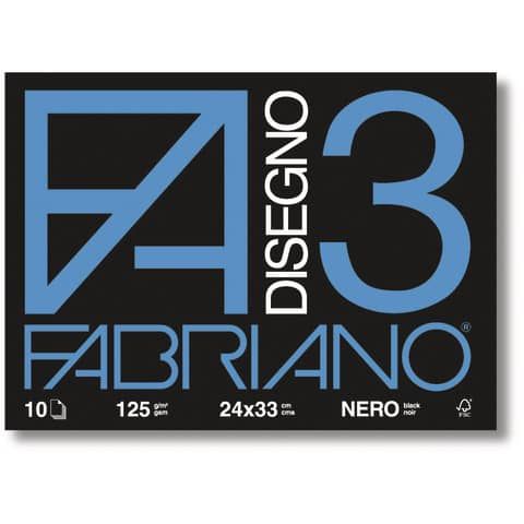 Album da disegno Fabriano F3 NERO 125 g/m 24x33 cm nero - 10 fogli 04001017