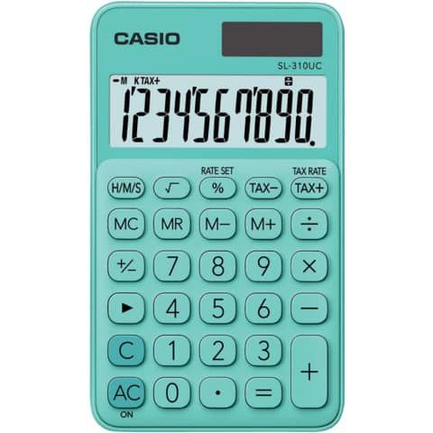 Calcolatrice tascabile CASIO 10 cifre - solare e batteria Verde - SL-310UC-GN-W-EC