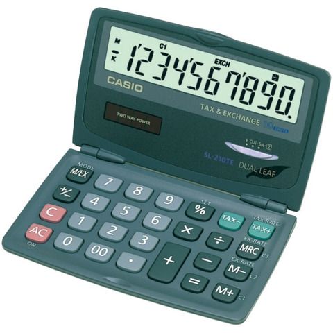 Calcolatrice tascabile CASIO 10 cifre - solare e batteria Blu Scuro - SL-210TE-WA-EC