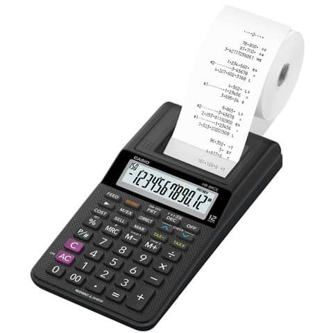 Calcolatrice scrivente HR-8RCE-WE con batteria, adattatore AC opzionale nero - HR-8RCE-BK-W-EC