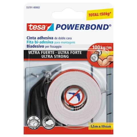 Nastro biadesivo tesa Powerbond ULTRA STRONG 19 mm x 1,5 m bianco 55791-00002-01