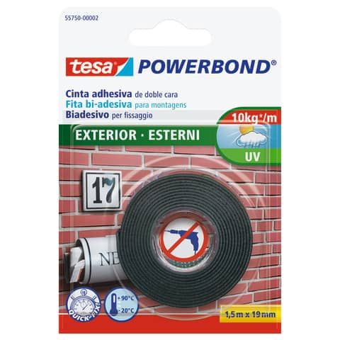 Nastro biadesivo tesa Powerbond per Esterni 19 mm x 1,5 m bianco 55750-00002-03