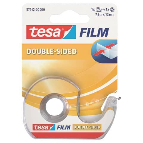 Nastro biadesivo tesa tesafilm 12 mm x 7,5 m in chiocciola con lama in metallo trasparente - 57912-00000-01