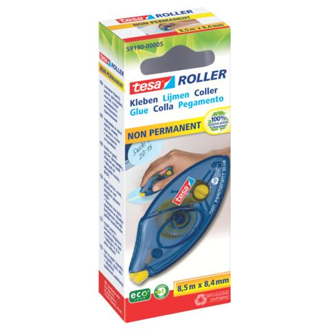 Colle roller tesa non permanente monouso ecoLogo 8,4 mm x 8,5 m trasparente - 59190-00005-04