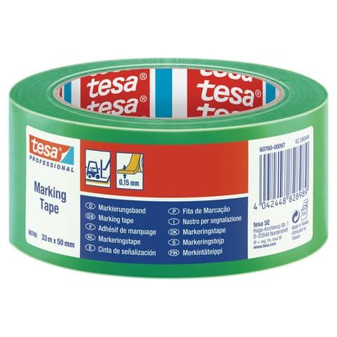 Nastro per segnalazioni in PVC tesa tesaflex 60760 rivestito gomma resina 50mmX33m verde - 60760-00097-15