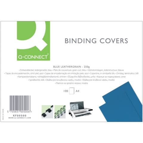 Copertina per rilegatura Q-Connect A4 250 g/m blu goffrato Conf. 100 pezzi - KF00500