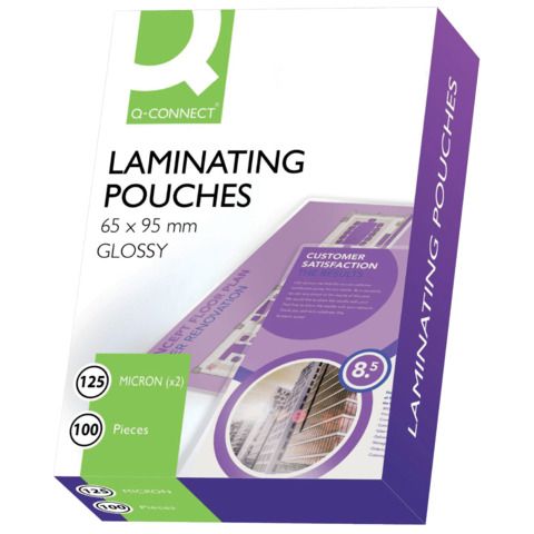 Pouches per plastificatrici Q-Connect 2x125 m finitura lucida 65x95 mm Conf. 100 pezzi - KF01213