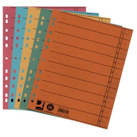 Separatore per archivio con perforazione universale Q-Connect 24x30 cm 230 g/m assortiti  conf. da 100 - KF00642