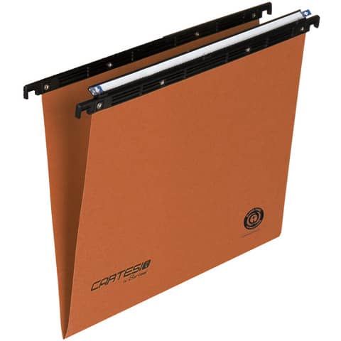 Cartelle sospese orizzontali per cassetti CARTESIO 38 cm fondo V arancio Conf. 50 pezzi - 100/380 -B2