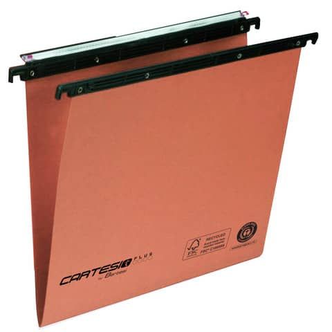 Cartelle sospese orizzontali per cassetti CARTESIO PLUS 33 cm fondo V arancio Cf. 25 pezzi - 300/330 Link -A2