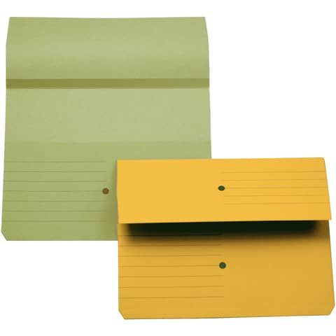 Cartelline con tasca 4Mat A4 in carta woodstock 225 g/m dorso 3 cm giallo conf. da 10 pezzi - 3240 04