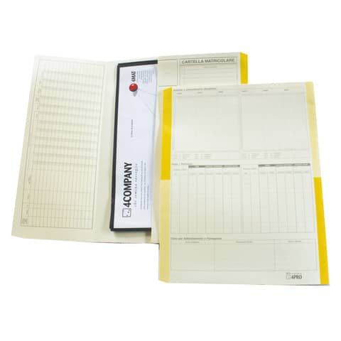Cartelline matricolari 4Pro A4 in carta di cellulosa 225 g/m dorso 2 cm giallo conf. da 50 pezzi - 4075