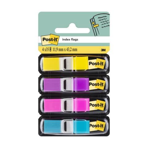 Segnapagina removibili Post-it Index Mini con dispenser vivaci assortiti 4 confezioni da 35 - 683-4AB